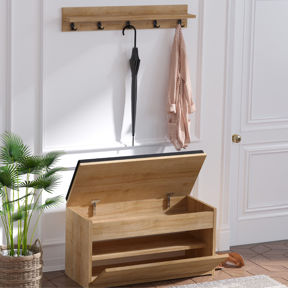 Meuble d'entrée aavec porte manteau mural Larvik